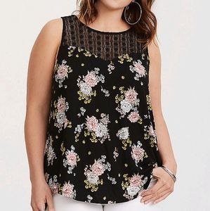 Black floral illusion tank